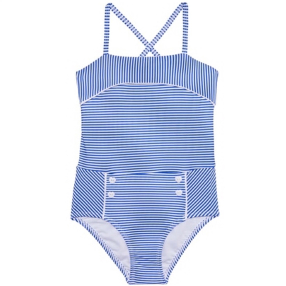 Hula Star Blue Sailor Stripe Bathing Suit 4T